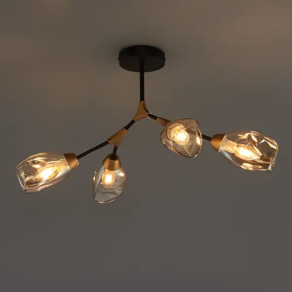 Люстра потолочная Lumion 5208/4C, 4 лампы, 8 м², цвет черный/золото потолочная люстра lumion zaha 5258 5c