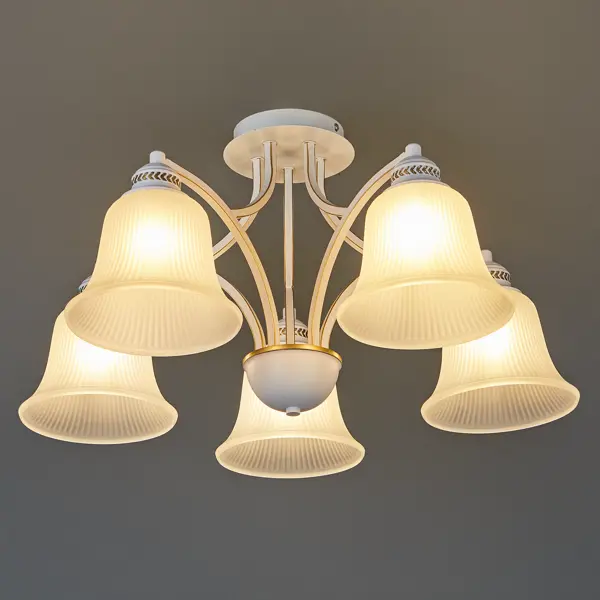 Люстра потолочная «Biela» 5005-5 5 ламп 15 м² цвет белый настенный светильник biela 5005 1w белый