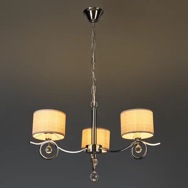 Люстра потолочная Freya FR5906-PL-03-CH, 3 лампы, 12 м², цвет хром/серый свеча шар рустик 8 см светло серый