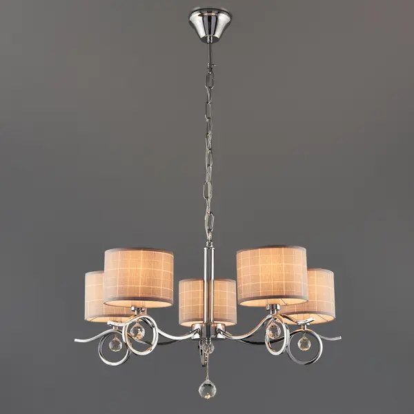Люстра потолочная Freya FR5906-PL-05-CH, 5 ламп, 20 м², цвет хром/серый свеча шар рустик 8 см светло серый