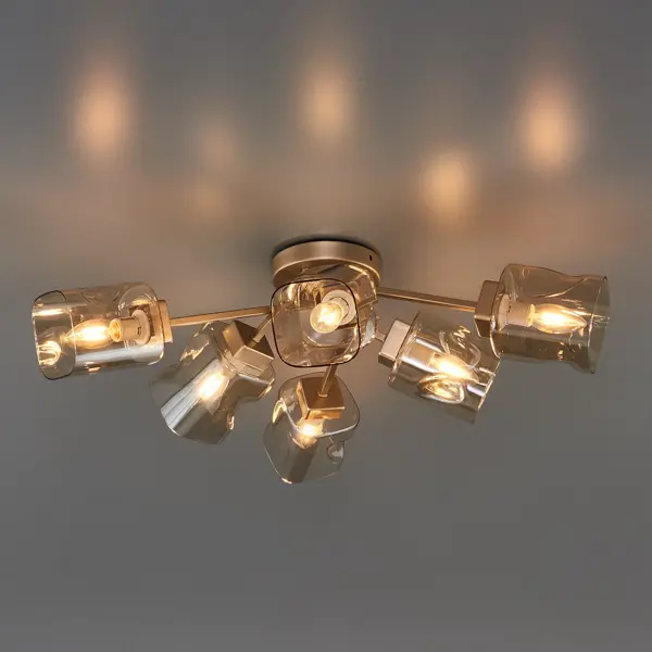 Светильник потолочный Freya FR5095CL-06G, 6 ламп, 24 м², цвет золотистый/бесцветный люстра потолочная freya fr5067cl 27b 27 ламп 27 м² белый
