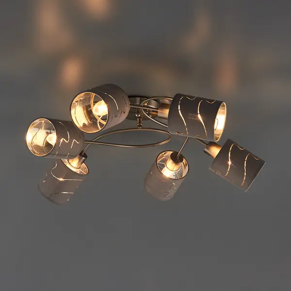 Светильник потолочный Freya FR5001CL-06N, 6 ламп, 24 м², цвет никель/серый торшер альфаси 1x40вт e27 никель 110x110x155 см