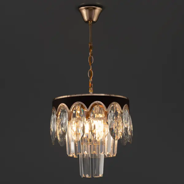 фото Люстра каскадная хрустальная подвесная wink адель e1917/3, 3 лампы, 9 м², цвет золотистый