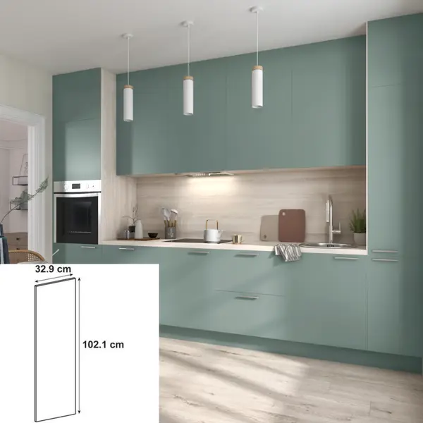 фото Фасад для кухонного шкафа софия грин 32.9x102.1 см delinia id лдсп цвет зеленый
