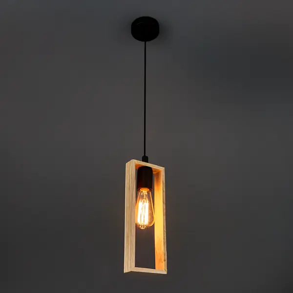 фото Светильник подвесной деревянный eglo littleton 1 лампа 5 м² цвет коричневый