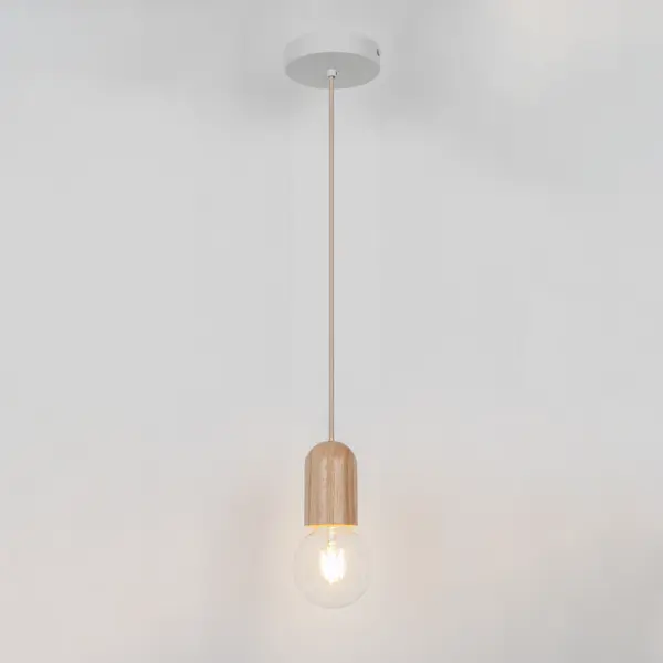 Светильник подвесной деревянный Inspire Pino E27x1, цвет беленый дуб наконечники inspire шар деревянный металл 6 см белый 2 шт