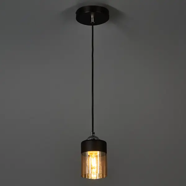 Светильник подвесной Inspire Amber 1 лампа 3 м² цвет черный очки для компьютера gunnar vertex amber max ver 00112