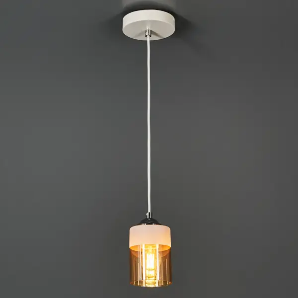 Светильник подвесной Inspire Amber 1 лампа 3 м² цвет белый стол журнальный старк квадро 400×400×455 мм дуб янтарный белый