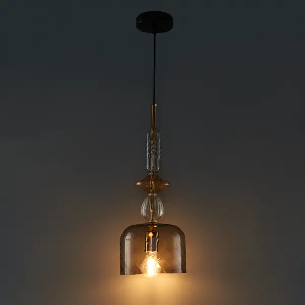 фото Светильник подвесной freya fr5148pl-01gr, 1 лампа, 4 м², цвет латунь/бесцветный