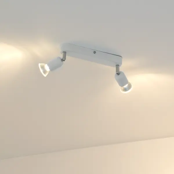 Спот поворотный Basic 2 лампы 4 м² цвет белый светильник точечный накладной декоративный под заменяемые галогенные или led лампы rullo 216387