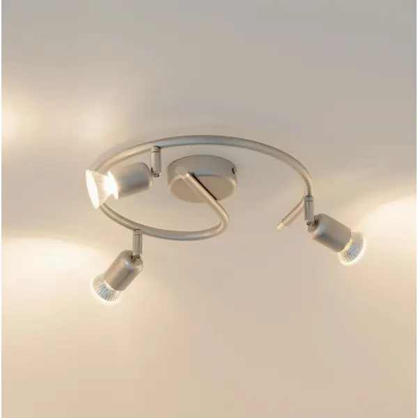 фото Спот поворотный basic 3 лампы 7.5 м² спираль цвет серебристый без бренда