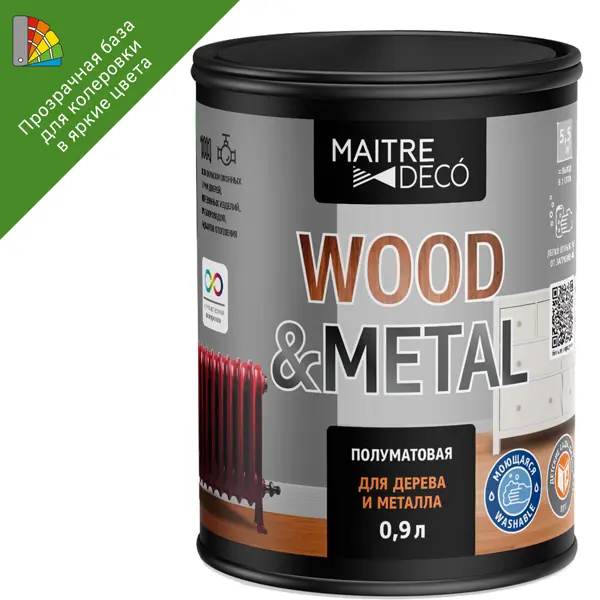 Краска универсальная Maitre Deco Wood&Metal цвет прозрачный 0.9 л универсальная сухая салфетка ягодка