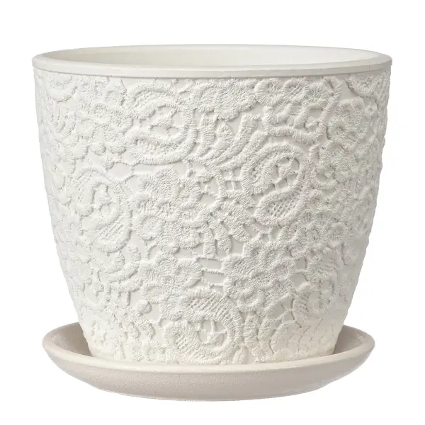 Горшок цветочный Гипюр Бутон 4 КБ-Б4-179-03 ø20.6 h18.2 см v4 л керамика белый подсвечник керамика на 1 свечу фонарь ромбы белый 9х9х12 см