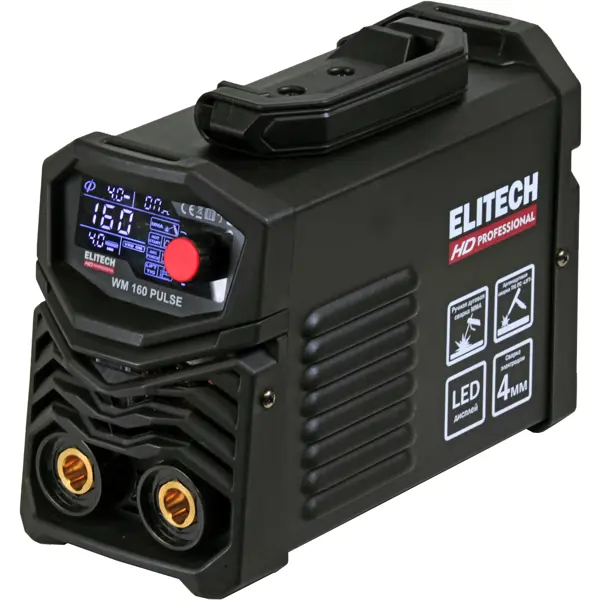 Сварочный аппарат инверторный Elitech HD WM160 PULSE, 160 А, до 4 мм сварочный аппарат инверторный elitech ис 200м промо 200 а до 5 мм