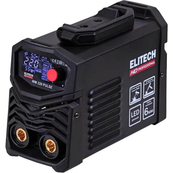Сварочный аппарат инверторный Elitech HD WM220 PULSE, 220 А, до 6 мм сварочный инвертор elitech wm 200 ac dc pulse mma tig 204476