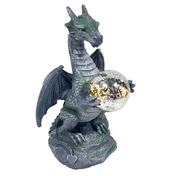 Фигура садовая Дракон с шаром полирезин 25.5x11.5 см садовая фигура заяц с сумкой серый 54х28х25 см