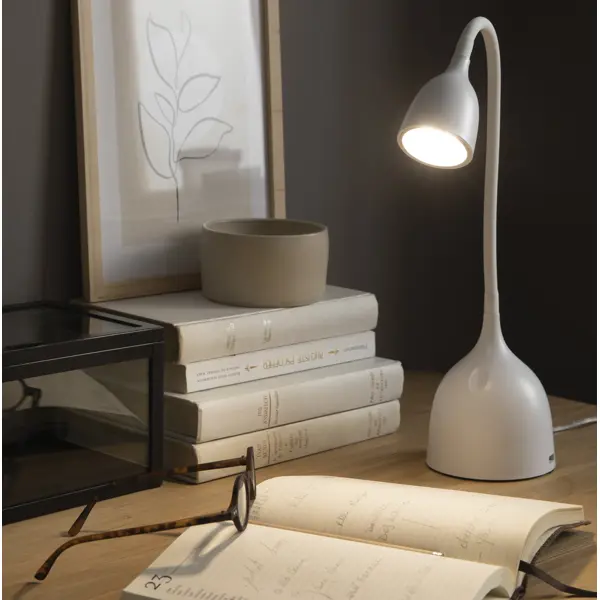 Настольная лампа Inspire Swallow LED 400ЛМ 4K белая лампа для чтения 1 led от батарейки 6500k белый