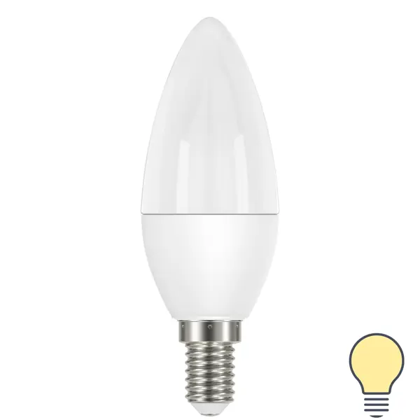 Лампа светодиодная Lexman Candle E14 175-250 В 6.5 Вт белая 600 лм теплый белый свет лампочка светодиодная lexman свеча e14 470 лм теплый белый свет4 5 вт