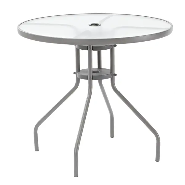 Стол садовый круглый Elia 80х70 см сталь/стекло серый стол садовый круглый складной 90x90x71 см полипропилен шоколадный