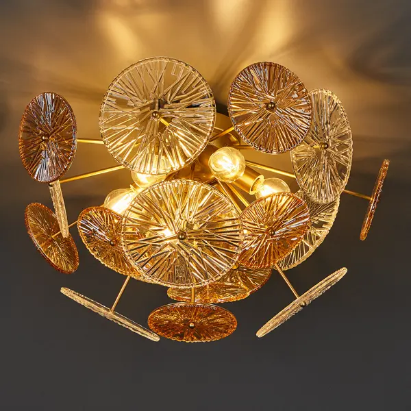 Люстра потолочная Futurism 6 ламп цвет золото ночник свеча на подсвечнике led от батареек 3хlr44 золото 6х6х26 5 см