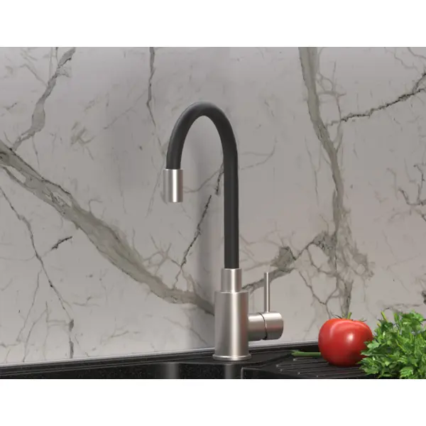 Смеситель для кухни Osgard Gron Flex цвет чёрный 84283 смеситель для кухни primavera marble 13 см чёрный