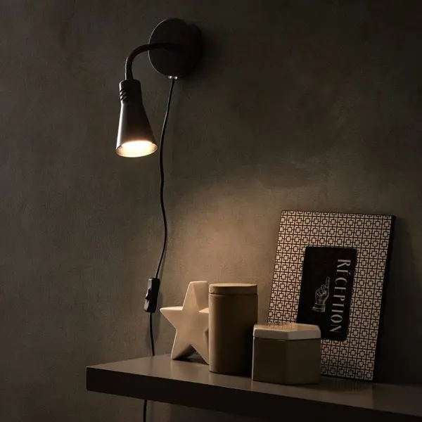 Настенный светильник Inspire Skit 1 лампа Е14x15 Вт цвет чёрный торшер inspire new sofa металл чёрный