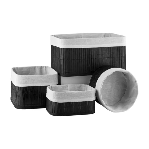 Набор корзин для хранения Verran 892-01 бамбук цвет черный серый 4 шт набор корзин для хранения verran 892 01 бамбук серый 4 шт
