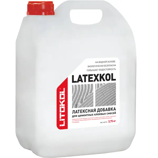 Добавка для цементных клеев Litokol Latexkol 3.75 кг гидроизоляция litokol hidrocem 20 кг
