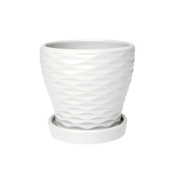 Горшок цветочный Эллипс ø11 h10,5 керамика белый ваза керамика напольная данте зигзаг со шнурком талия 16х60 см белый