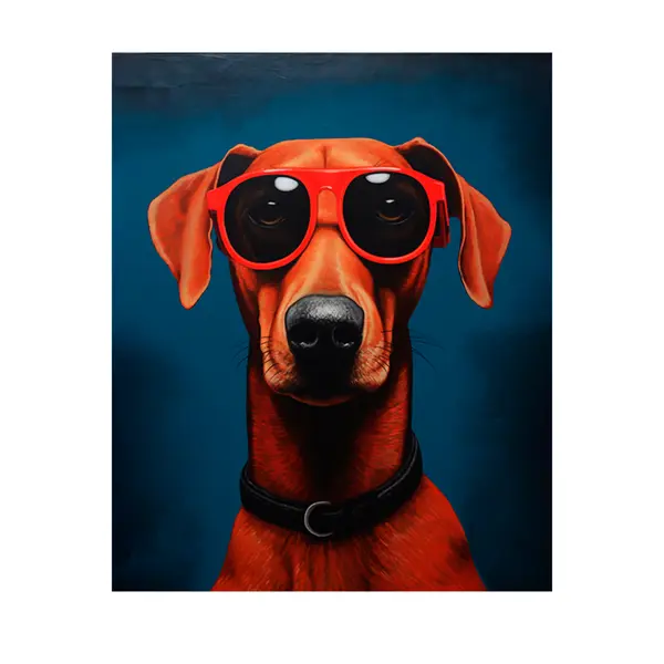 Картина на холсте Fbrush Пес в красных очках 40x50 см витражная картина