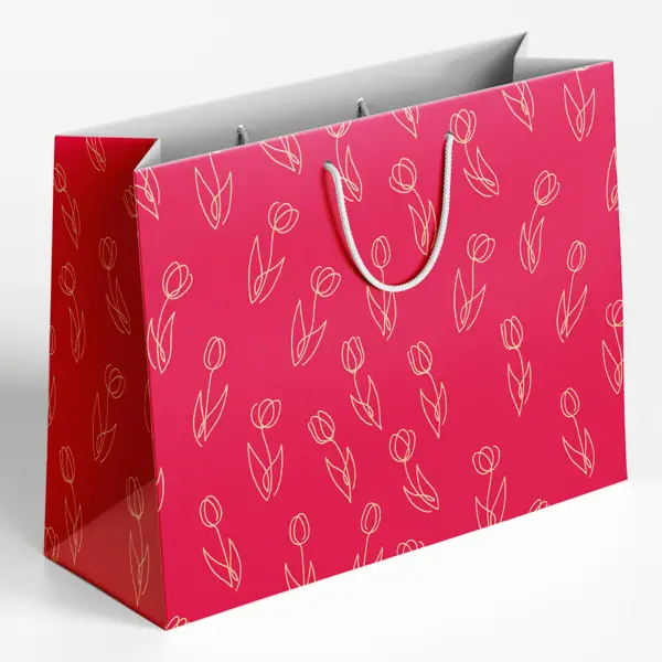 Пакет подарочный «Тюльпаны» 30x40 см цвет разноцветный