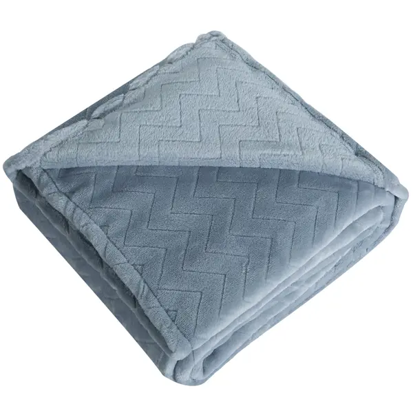 Плед Kazan 140x200 см велсофт цвет серо-синий гипоаллергенное одеяло самойловский текстиль