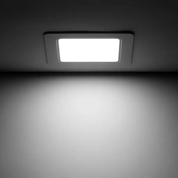 фото Светильник точечный светодиодный gauss downlight квадрат под отверстие 110 мм, 3 м², нейтральный белый свет, цвет белый