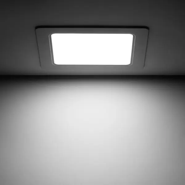 фото Светильник точечный светодиодный gauss downlight квадрат под отверстие 135 мм, 4 м², нейтральный белый свет, цвет белый