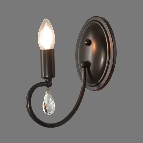 Настенный светильник Черный жемчуг 1xE14x40 Вт цвет черный, хрусталь розетка спираль металл жемчуг