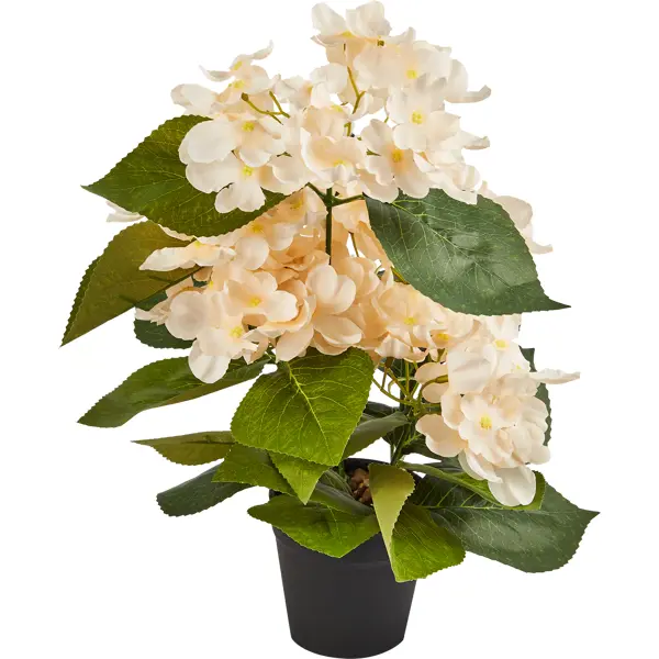 Искусственное растение в горшке Гортензия 5 соцветий 10x37 см цвет белый полиэстер искусственное растение эвкалипт в горшке 10x22 см полиэстер разно ный