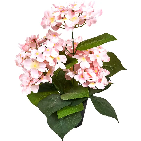 Искусственное растение в горшке Гортензия 5 соцветий 10x37 см цвет розовый полиэстер искусственное растение листья в горшке 9x18 см полиэстер разно ный