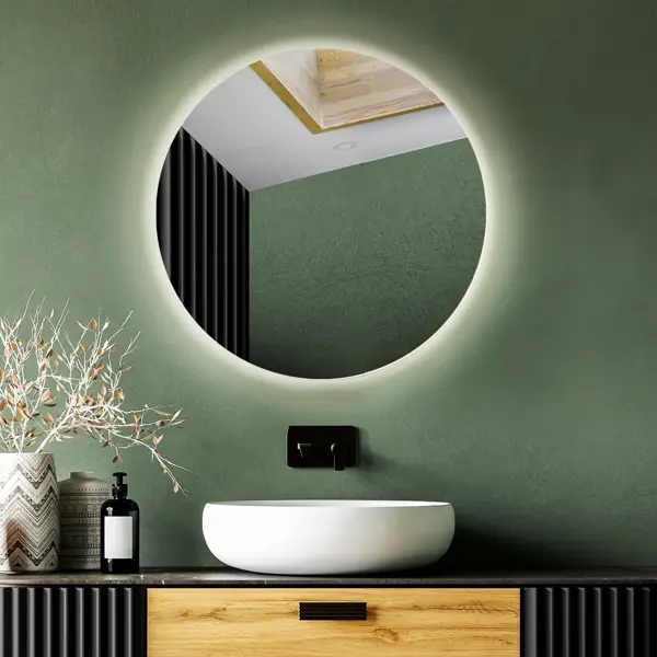 Зеркало для ванной Флоренция DSF70 с подсветкой сенсорное с подогревом 70 см круглое зеркало для ванной сингапур dssn8060 с подсветкой сенсорное с подогревом 80x60 см