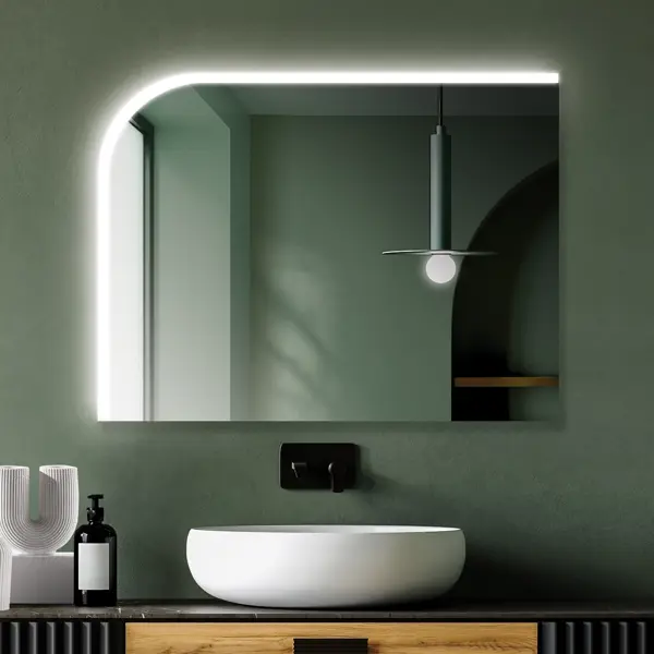 Зеркало для ванной Стокгольм DSST10070 с подсветкой сенсорное 100x80 см ламинат ель стокгольм 33 класс толщина 8 мм 2 153 м²