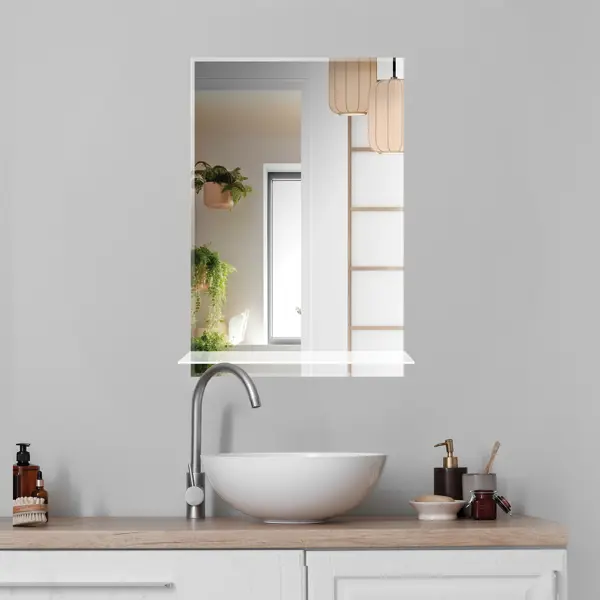 Зеркало для ванной S40W с полкой 60x40 см зеркало с фацетом 5 мм 60 х 80 см evoform
