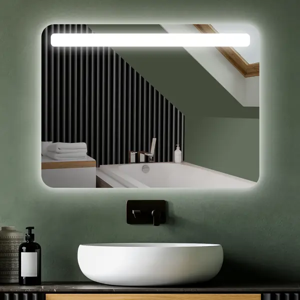 Зеркало для ванной Нью-Йорк DSN8060 с подсветкой сенсорное 80x60 см зеркало cersanit led 070 design pro 80x60 с подсветкой bluetooth часы с антизапотеванием прямоугольное kn lu led070 80 p os