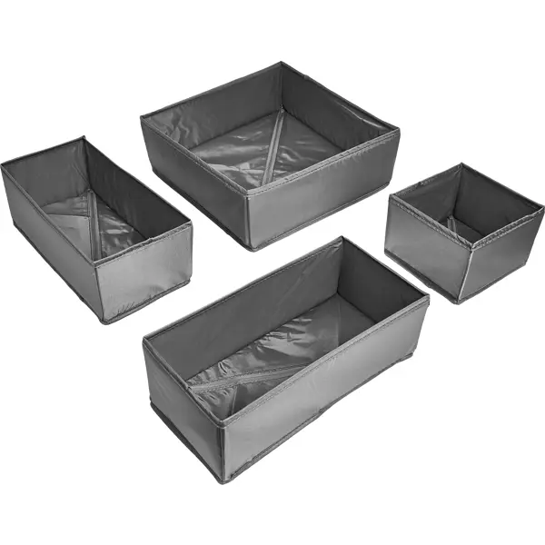 Набор коробок без крышки полиэстер цвет серый 4 шт набор для рисования складной в чемоданчике серебристый