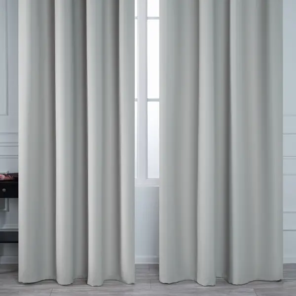 фото Комплект штор на ленте кларис 140x280 см цвет серый sanpa home