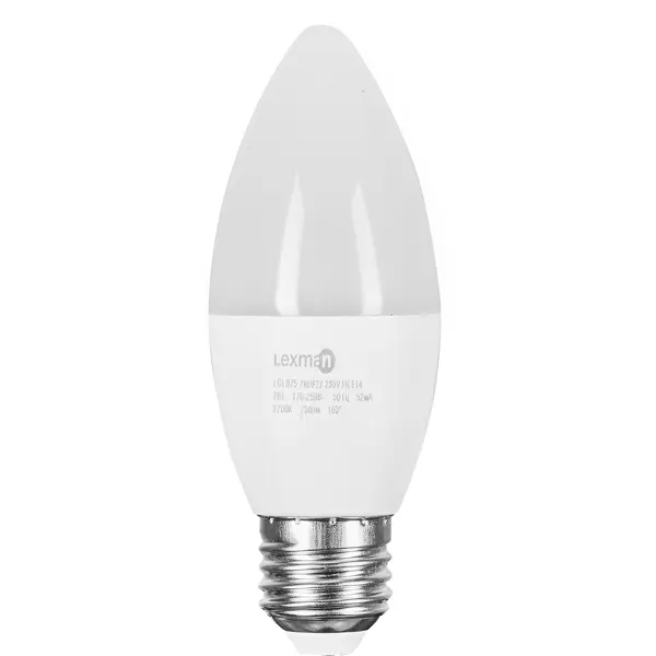 Лампа светодиодная Lexman E27 175-250 В 7 Вт свеча 750 лм теплый белый свет удлинитель шнур lexman 1 розетка с заземлением 3х1 5 мм 3 м белый