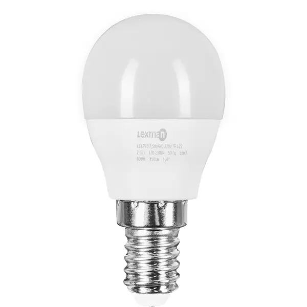 Лампа светодиодная Lexman E14 175-250 В 7.5 Вт груша 750 лм 2700 К нейтральный белый цвет света груша феерия ø25 h100 см