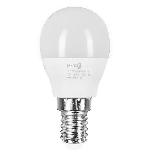 Лампа светодиодная Lexman E14 175-250 В 7.5 Вт груша 750 лм нейтральный белый цвет света груша феерия ø25 h100 см