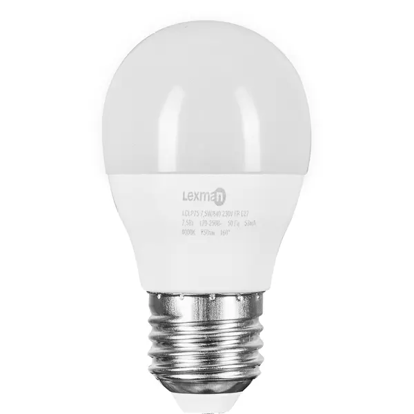 Лампа светодиодная Lexman E27 175-250 В 7.5 Вт груша 750 лм нейтральный белый цвет света удлинитель шнур lexman 1 розетка с заземлением 3х1 5 мм 3 м белый
