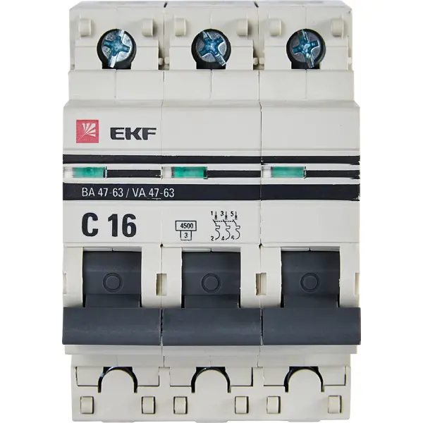 фото Автоматический выключатель ekf ва47-63 3p c16 а 4.5 ка