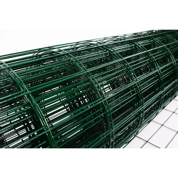 фото Сетка сварная оцинкованная размер ячейки 60x100 мм 1.5x15 м пвх зелёный без бренда