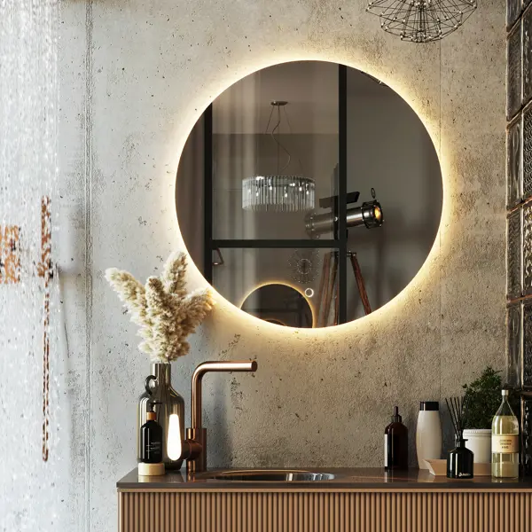 Зеркало для ванной Omega Glass Веста SD63 с подсветкой 60 см круглое зеркало для ванной omega glass nnk111 50 см круглое